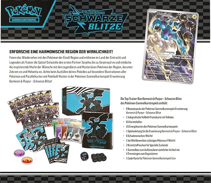 Pokémon-Sammelkartenspiel: Top-Trainer-Box Karmesin & Purpur – Schwarze Blitze: Zekrom (DE)